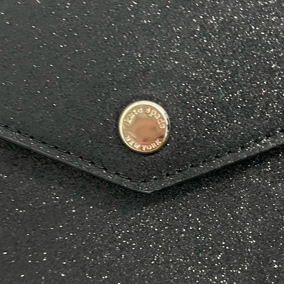 Kate Spade Black Glitter Crossbody Bag with Silver Chain Accent NWOT - Picture 7 of 9